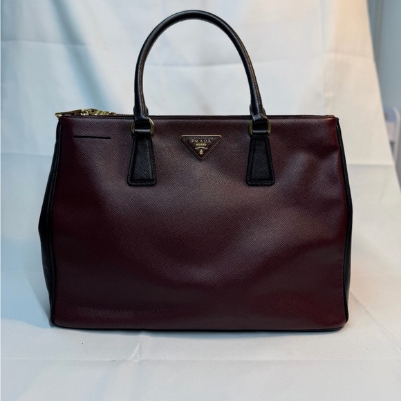 Prada Dark Red and Black Leather Satchel